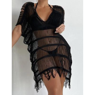 China Women's Crochet Fringe Breathable Beachwear Cover Up Sexy Swimwear Bikini Beach Skirt for sale