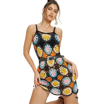 China 2022 Mantian QUICK DRY beachwear pattern floral crochet cover up dress without underwear women cover ups beach wear for sale