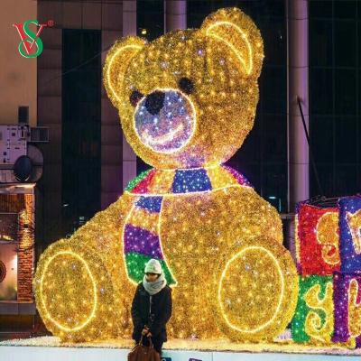 China Commercial Outdoor Giant Lighted Christmas Teddy Bear Light Use Mall Rope Pattern Light for sale