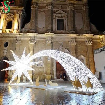 China Commercial Outdoor Use 24V 110V 220V LED Christmas 3D Star Ornament Large Arch Pattern Lights for sale