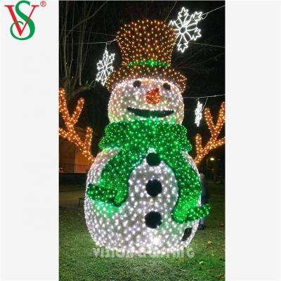 China Large Custom Outdoor Commercial Christmas Decorations Lighting Display 3D LED Snowman Pattern Lights for sale