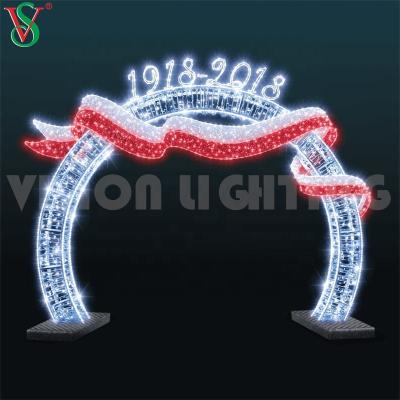 China Durable Outdoor Led 3D Valentine Pattern Decoration Heart Shaped Arch Light For Mall Wedding for sale