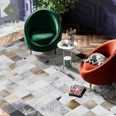 China Washable Brazil Imports Central Statistical Institute Nordic Minimal American Modern Real Cowhide Quilting Rug for sale