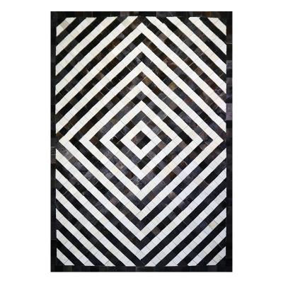 China Reversible Geometry Simple Luxury High End Modern Designer Custom American Cowhide Area Rug for sale