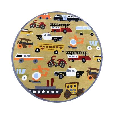 China Reversible Handmade Round Pattern Children's Lovely Vehicle Wind Carpet for sale