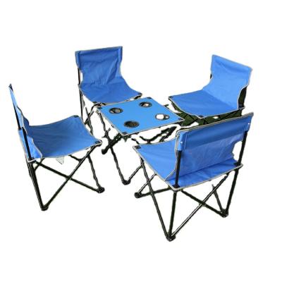 China Modern Portable Outdoor Folding Outdoor Furniture Garden Table And Chair Set 4 Set Iron Metal Steel Tube 13mm 45x45x70cm 46x46x40cm for sale