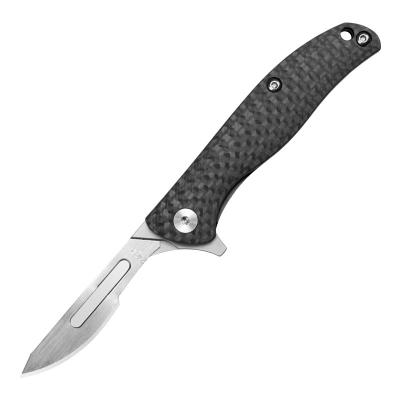 China 1.34oz No.24 Quick-change Scalpel Knife Carbon Fiber Handle EDC Pocket Knife Disposable Blade 5.5 Inches for sale