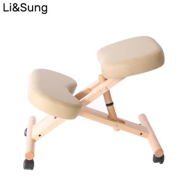 China Lisung 10209 Modern Posture Correction Desk Ergonomic Student Wooden Bentwood Kneeling Chair With Caster for sale