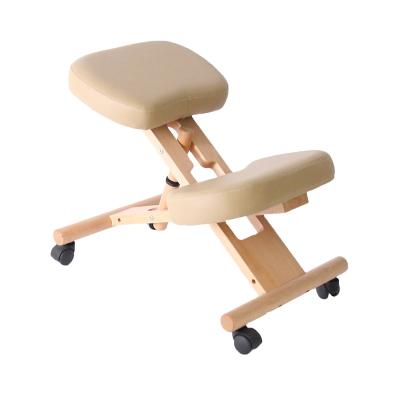 China Lisung 10209 Modern Posture Correction Desk Ergonomic Student Wooden Bentwood Kneeling Chair With Caster for sale