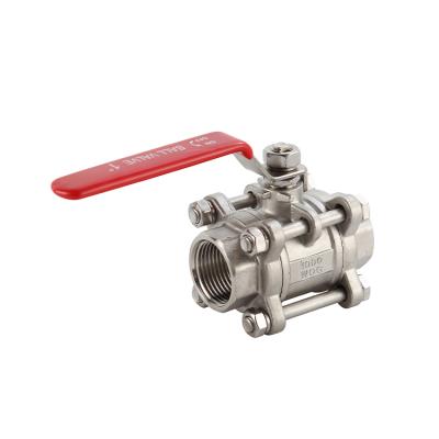 China General Custom Logo 1inch 90 Degree API Stainless Steel 1000WOG CF8 Three Piece Threaded Ball Valve for sale