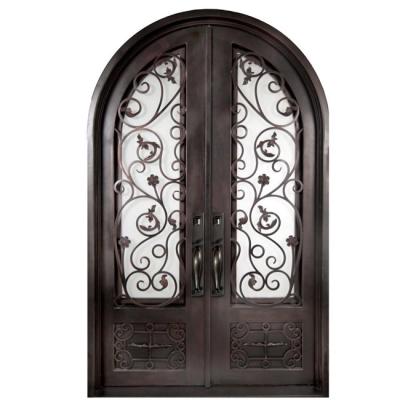 China New Design Luxury Exterior Steel Swing Iron Door Wrought Iron Decoration Main Entrance French Style For Home and House for sale