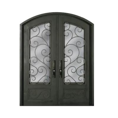 China Decoration Country Style Georgia Quality Assurance American Wrought Iron Door With Clear Glass for sale