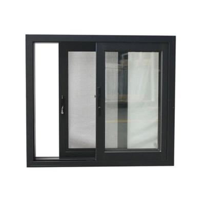 China Sliding Double Glazed Black Aluminum Frame Kitchen Sliding Window For New Construction Or Replacement Project for sale