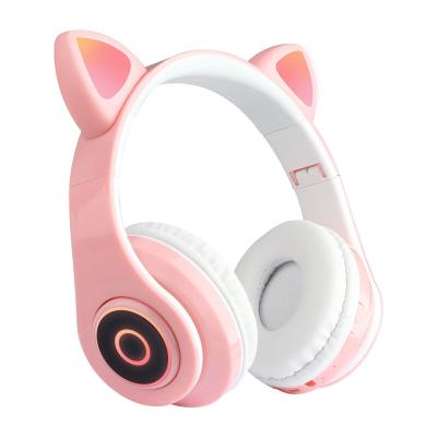 China Headband HD Sound Quality Stereo Earphone Cat Ear Super Cute Headset Wireless Earphone With Microphone for sale