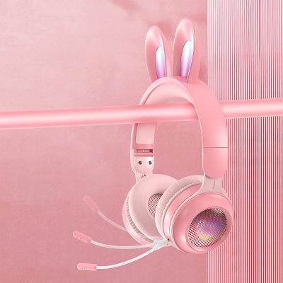 China Vibration sound effect headphones wireless children's luminous rabbit ears stretch wheat girl music BT headphones for sale