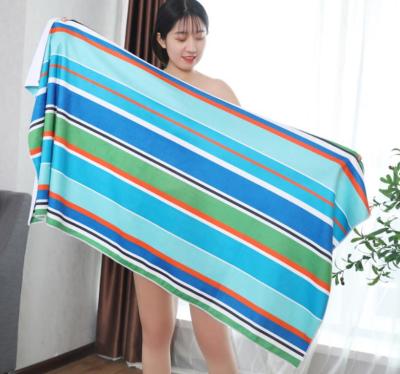 China Wholesale Microfiber QUICK DRY Striped Sublimation Print Photo Print Beach Towel Bath Towel Digital Stock Available for sale