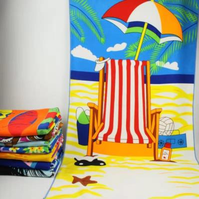 China Wholesale Cheap Viable Super Soft Reactive Print Customized Swimming Beach Towel Stock Scenery Promotional Bath for sale