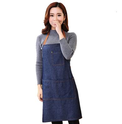 China Wholesale Fast Delivery Navy Cotton Customized Logo Apron Customized Multi-pocket Denim Apron Black Cheap Durable for sale