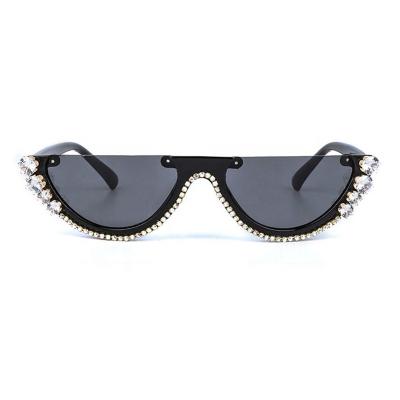 China UV400 Luxury Fashion Diamond Vintage Sunglasses Sun Glasses 2021 2022 Small Half Frame Sun Glasses for sale