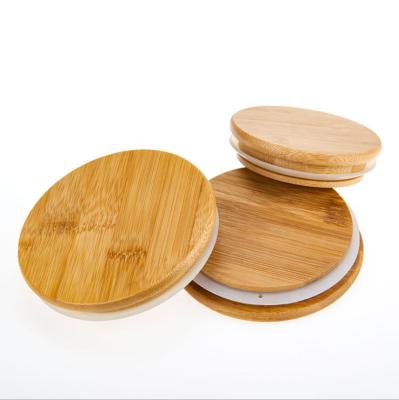 China Natural eco-friendly natural bamboo lid with silicon seal ring for candle glass jars for sale