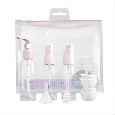 China BEAUTY PACKAGING Gray Pink Daily Care Cosmetic Eco-friendly Travel Bottle Portable Set Bags Pump Spray Bottle for sale