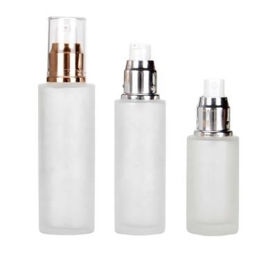 China Personal Care Cosmetic Packaging 120ml 4oz Frosted Perfume Bottle Lotion Glass Bottle Spray Glass Bottle With Pump for sale