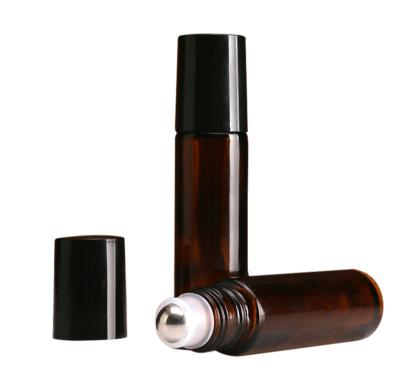 China Personal Care 10ml Amber Glass Bottle For Perfume Essential Oils Cosmetic Jars Empty Rollerball Bottles for sale