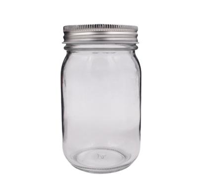 China Wholesale Mason Jars Wide Glass Jar 12oz 380ml 16oz 420ml 24oz 730ml Mouth Food Drink Storage Jar Glass Supplier With Silver Lid for sale