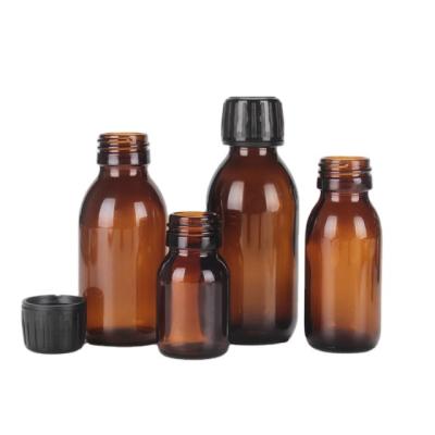 China Personal Care 60ml 100ml 125ml 60cc 100cc Amber Pharmaceutical Oral Liquid Glass Vial Bottle Syrup Personal Glass Bottle for sale