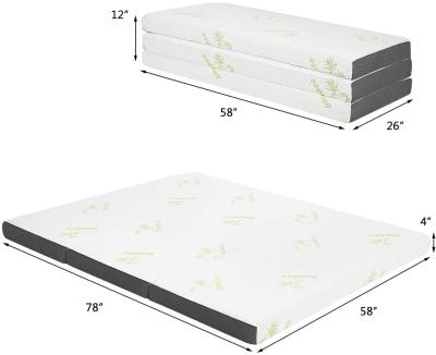 China Portable Triple Folding Mattress Memory Foam Mattress With Soft Bamboo Cover for sale