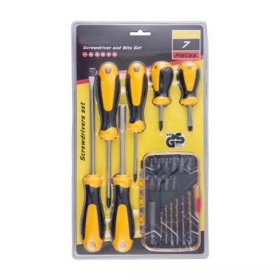 China Plastic 7 Pieces Screwdriver Tool Sets With Bit Drive Handle and Bit and Drill Box for sale