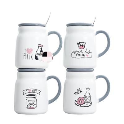 China New UCHOME Sustainable Ceramic Coffee Mug With Cover Cute Cartoon Fish Mug Office Rub Mug for sale