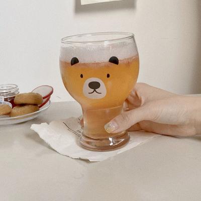 China Viable Cute Bear Glass Cup UCHOME INS Cute Bear Glass Mug Creative Bear Beer Wine Glass Dessert Mug for sale