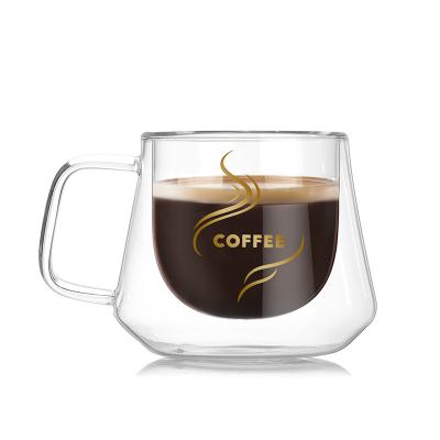 China UCHOME Factory Direct Sales Viable Single Wall Double Wall Glass Coffee Mug Glass Tea Cup Diamond Shaped Mug for sale