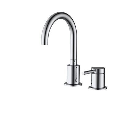 China Metered Faucets Hot-selling Two Hole Brass Single Handle Deck Mount Hot And Cold Faucet Basin Mixer for sale