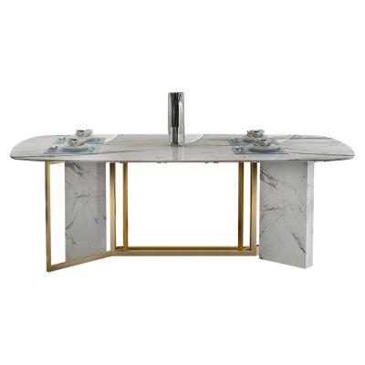 China Home (Other) Rectangle Style Adjustable Dining Table Chair Set Dining Room Furniture Light Luxury Marble Dining Table for sale