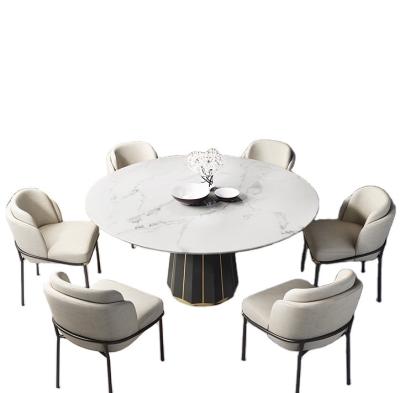 China New adjustable household gold base dining table round marble black chair and dining table chair (the other) zu verkaufen