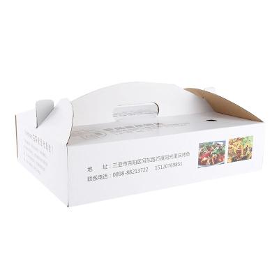 China Handmade Top Selling Custom Printed Hard E Paper Box B Flute Corrugated Boxes Fast Food Catering Family Packing Delivery Handle Box for sale