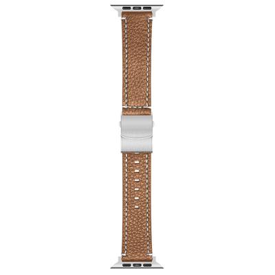 China New Brown Double Sided Quick Adjusting Replacement Watch Bands Genuine Leather Straps For Apple Watch Series 7/6/SE/5/4/3/2/1 Buckle 38,40,41mm for sale