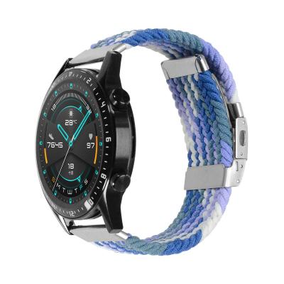 China Elastci Blueberry 22mm Nylon Braided Silver Connector Quick Release Braided Nylon Watch Band Adjust Metal Buckle Replacement Fasteners For Samsung Universal for sale