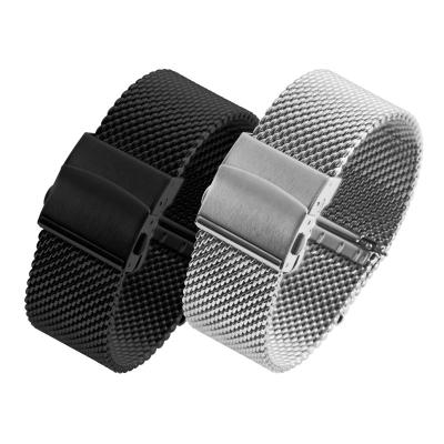 China 304 Stainless Steel 22mm Black Silver 304 Stainless Steel Wire Diameter 0.8mm Mesh Milanese Loop Replacement Straps For Samsung Universal Watch Band for sale