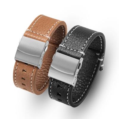 China Quick Release Watch Bands Replacement Genuine Leather Straps For Samsung Universal Buckle 20/22MM for sale