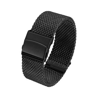 China 304 Stainless Steel 22mm Black 304 Stainless Steel Wire Diameter 0.6mm Mesh Milanese Loop Replacement Straps For Samsung Universal Watch Band for sale