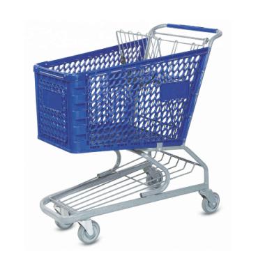 China Plastic Steel Supermarket Folding Shopping Cart Trolley Folding Shopping Trolley for sale