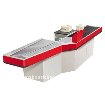 China Electric Ect Grocery Checkout Counter With Conveyor Belt, Table Cashier Counter for sale