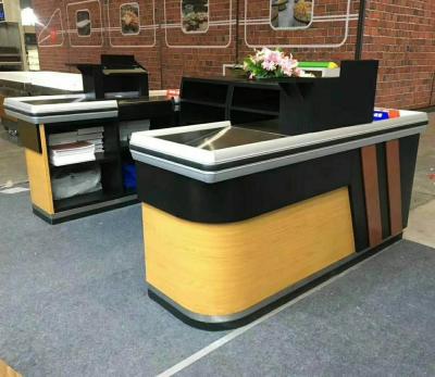 China Cold Rolled Steel+Stainless Steel Checkout Cashier Desk Retail Store Counter/Wooden Counter for sale