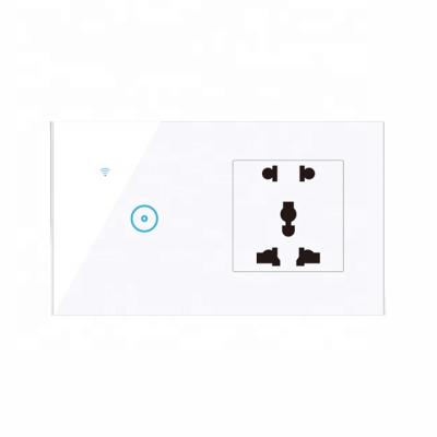 China ABS+Tempered Panel CE FCC ROHS Glass Smart Home Sockets & Switches Alexa Google Voice Smart Life App 1 Strip Glass Smart Switch & Sockets for sale