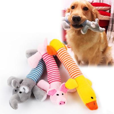 China New Cute Viable Cat Plush Squeak Sound Dog Toys Funny Fleece Longevity Chew Toy Fit Molar For All Pets Elephant Duck Pig for sale