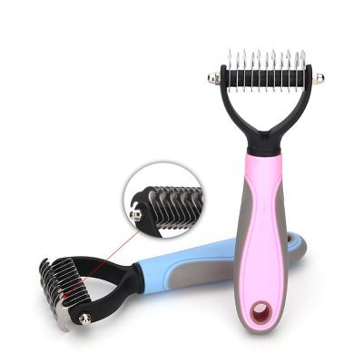 China Stocked Hair Removal Comb for Dogs Cat Detangler Fur Trimming Dematting Deshedding Brush Grooming Tool for sale