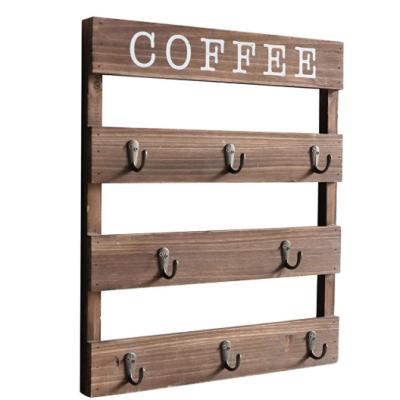 China China Coffee Cup Holder Wooden Country Mug Storage Box Wall Mounted 17 x 13 Inch (Approx 43.2 x 33.0cm) with 8 Hooks Suitable for Home for sale